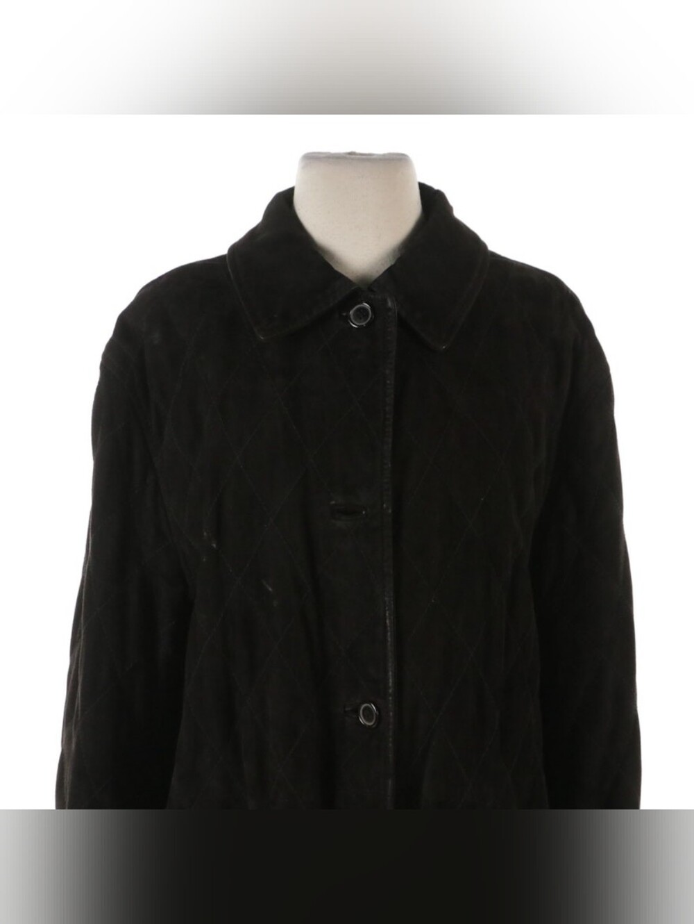 Doney & Bourke Classic Black Suede Diamond Stitched Coat